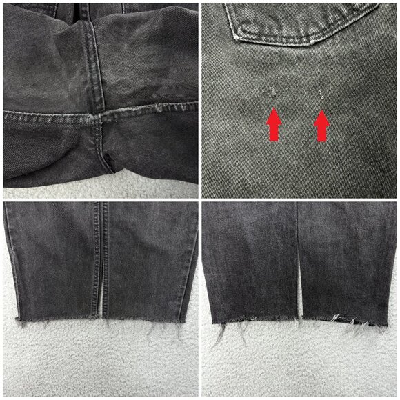 Vintage Levis 921 Jeans Womens 10 Black Grey Orange Tab Raw Hem Denim USA Made - Picture 10 of 11